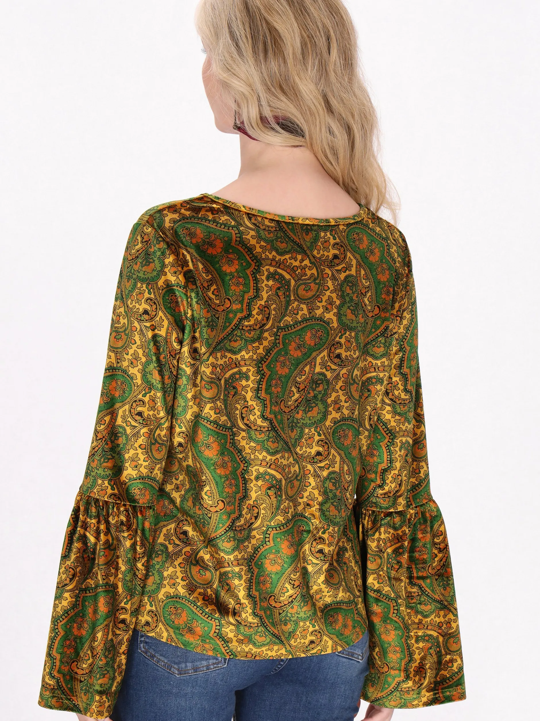 Usha Damen Bluse in gelb - Ausschnitt: Rundhals