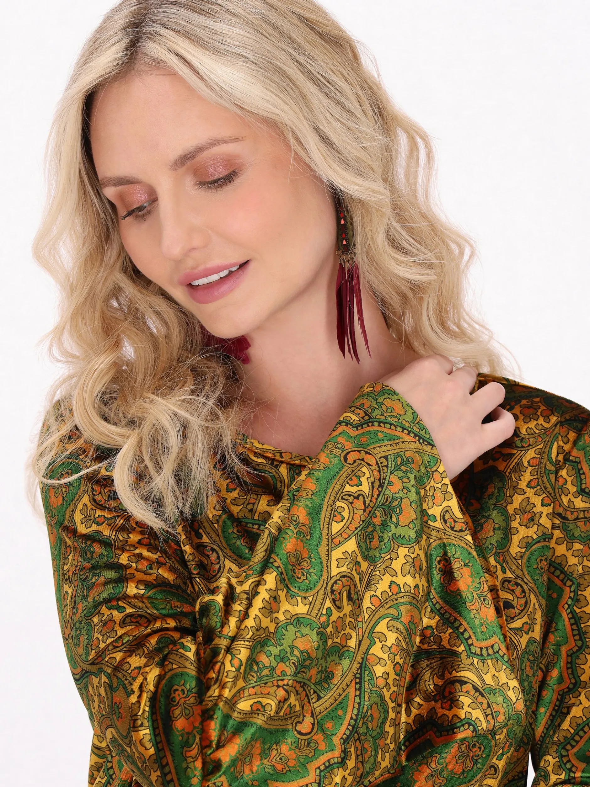 Usha Damen Bluse in gelb - Ausschnitt: Rundhals