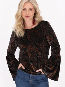 Usha Damen Bluse in purple - Ausschnitt: Rundhals