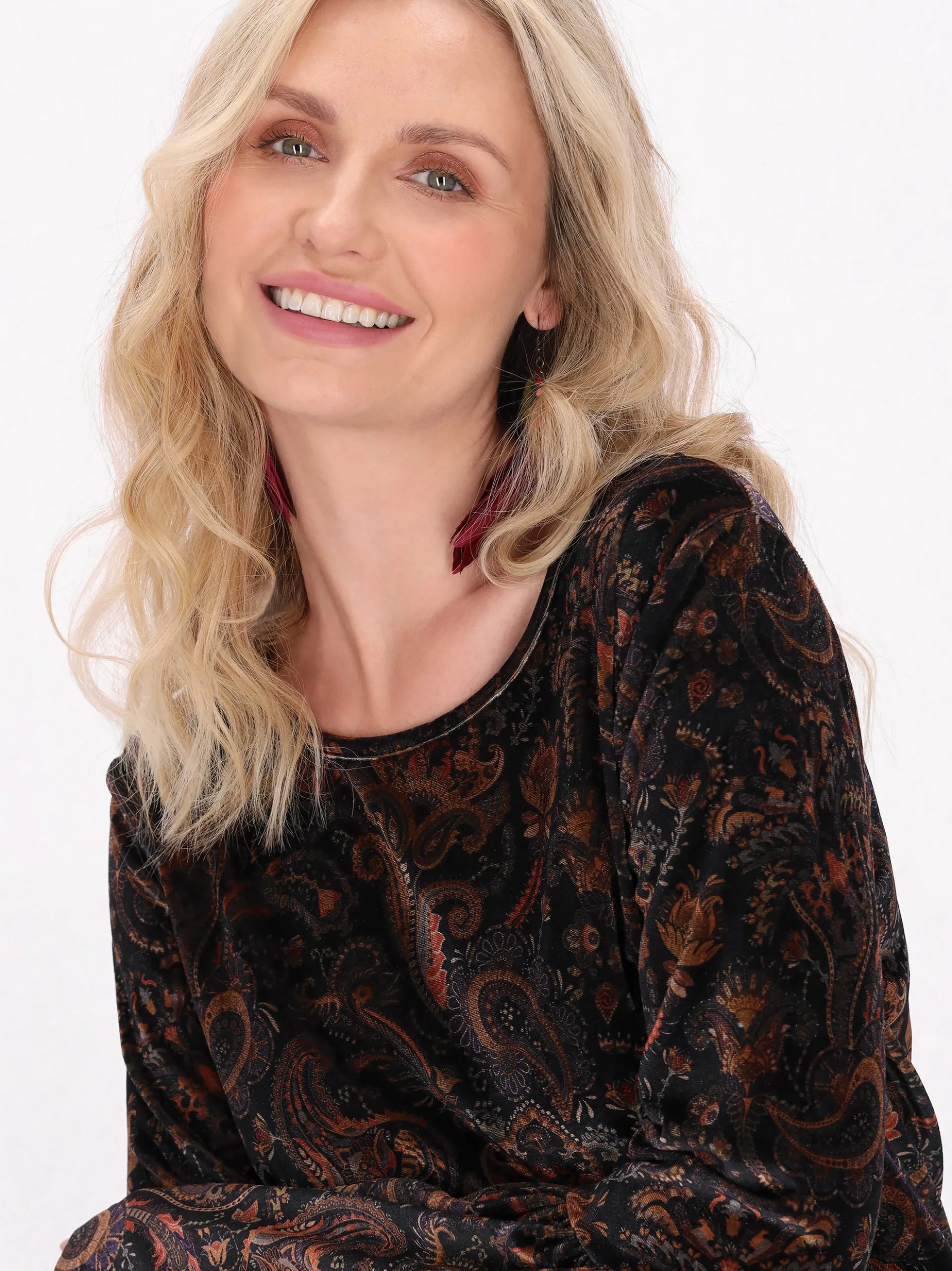 Usha Damen Bluse in purple - Ausschnitt: Rundhals