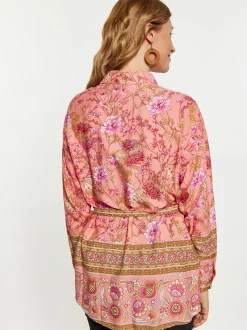 Usha Damen Bluse in rosa - Ausschnitt: ohne Kragen
