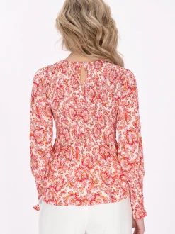 Usha Damen Bluse in rot - Ausschnitt: Rundhals