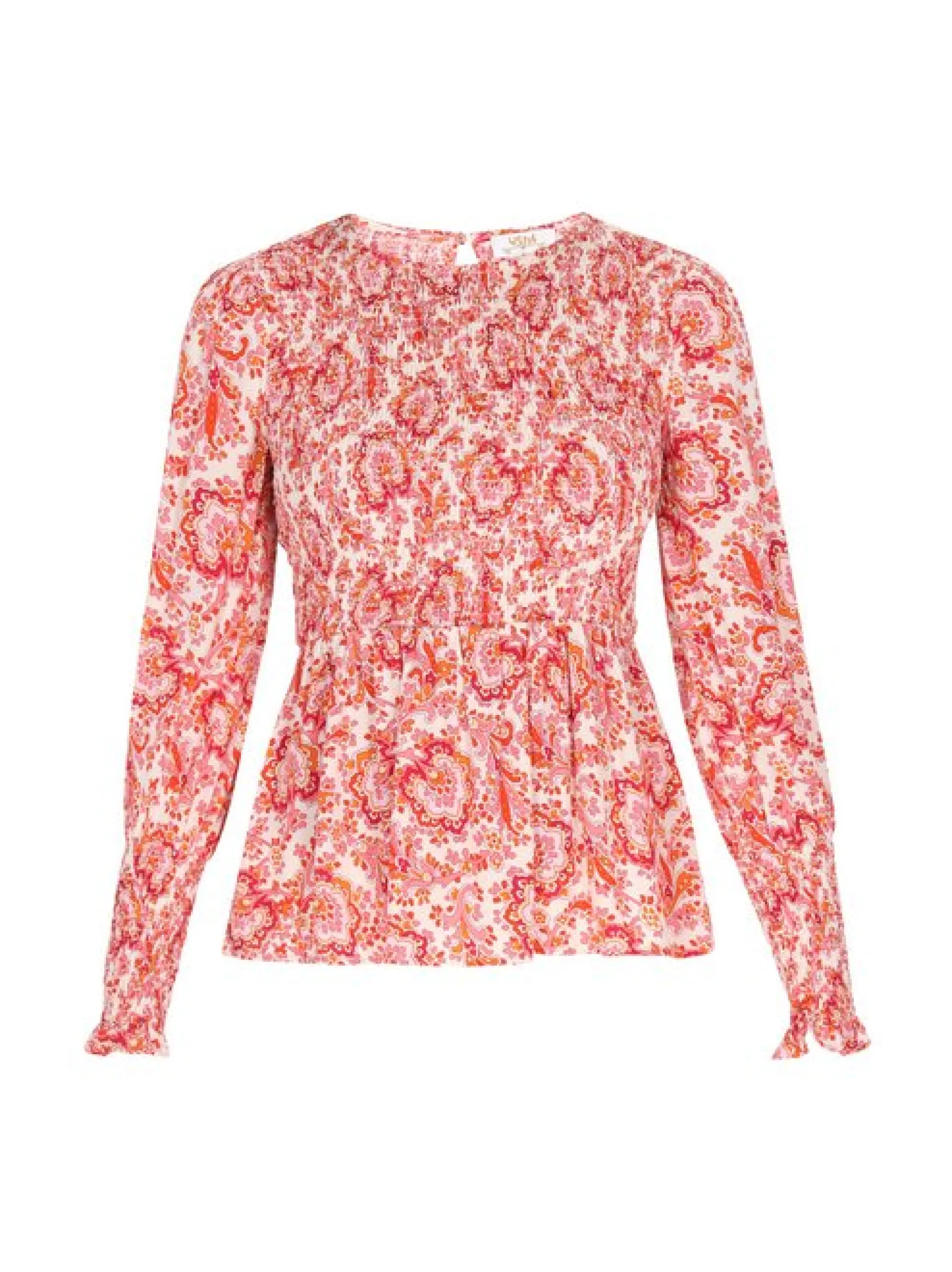 Usha Damen Bluse in rot - Ausschnitt: Rundhals