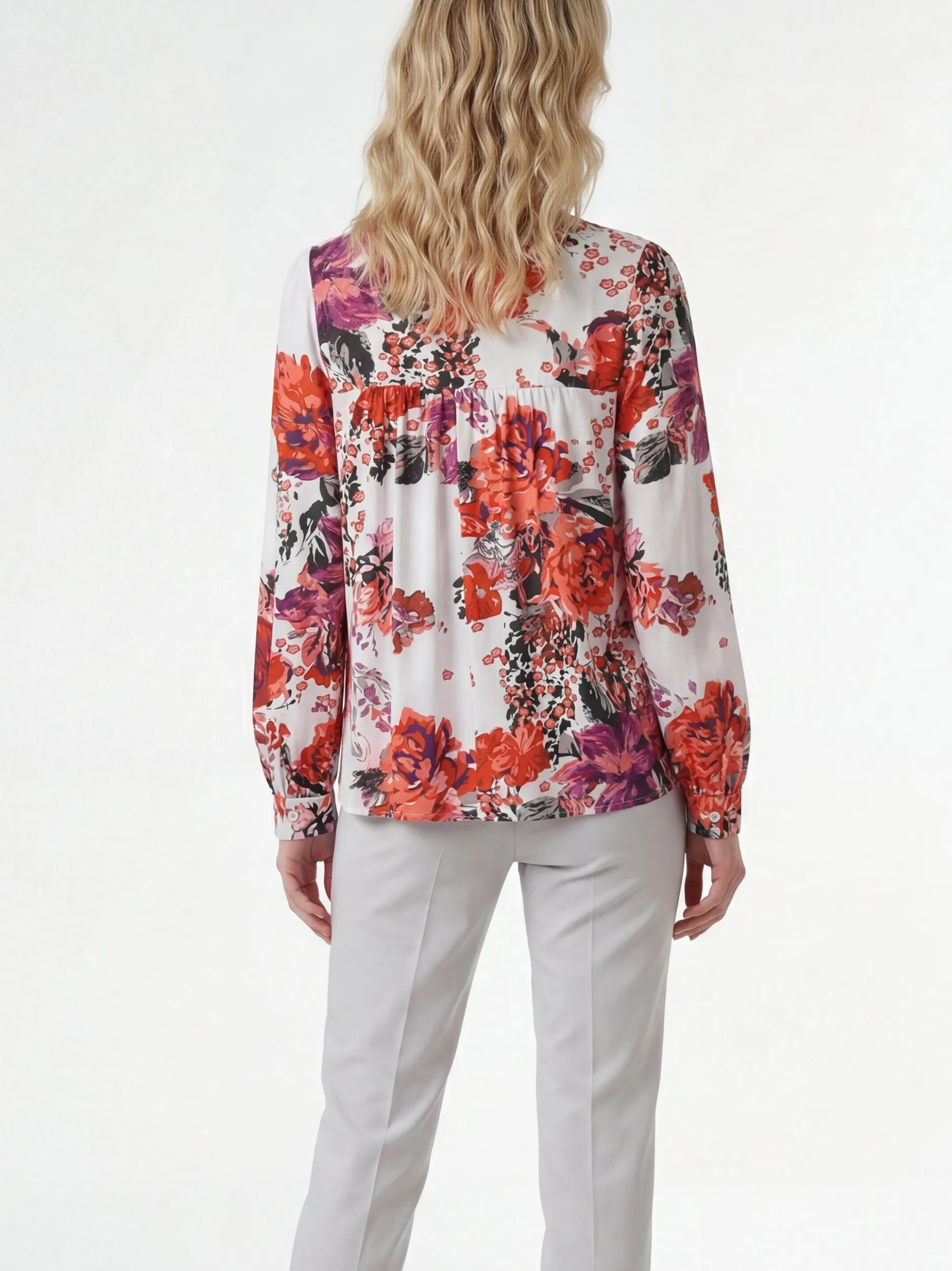 Usha Damen Bluse in rot - Ausschnitt: Rundhals