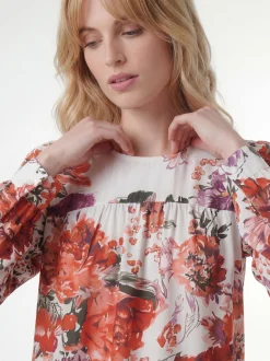Usha Damen Bluse in rot - Ausschnitt: Rundhals