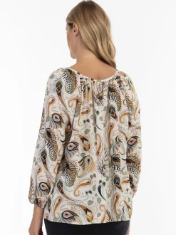 Usha Damen Blusenshirt in beige - Ausschnitt: U-Boot