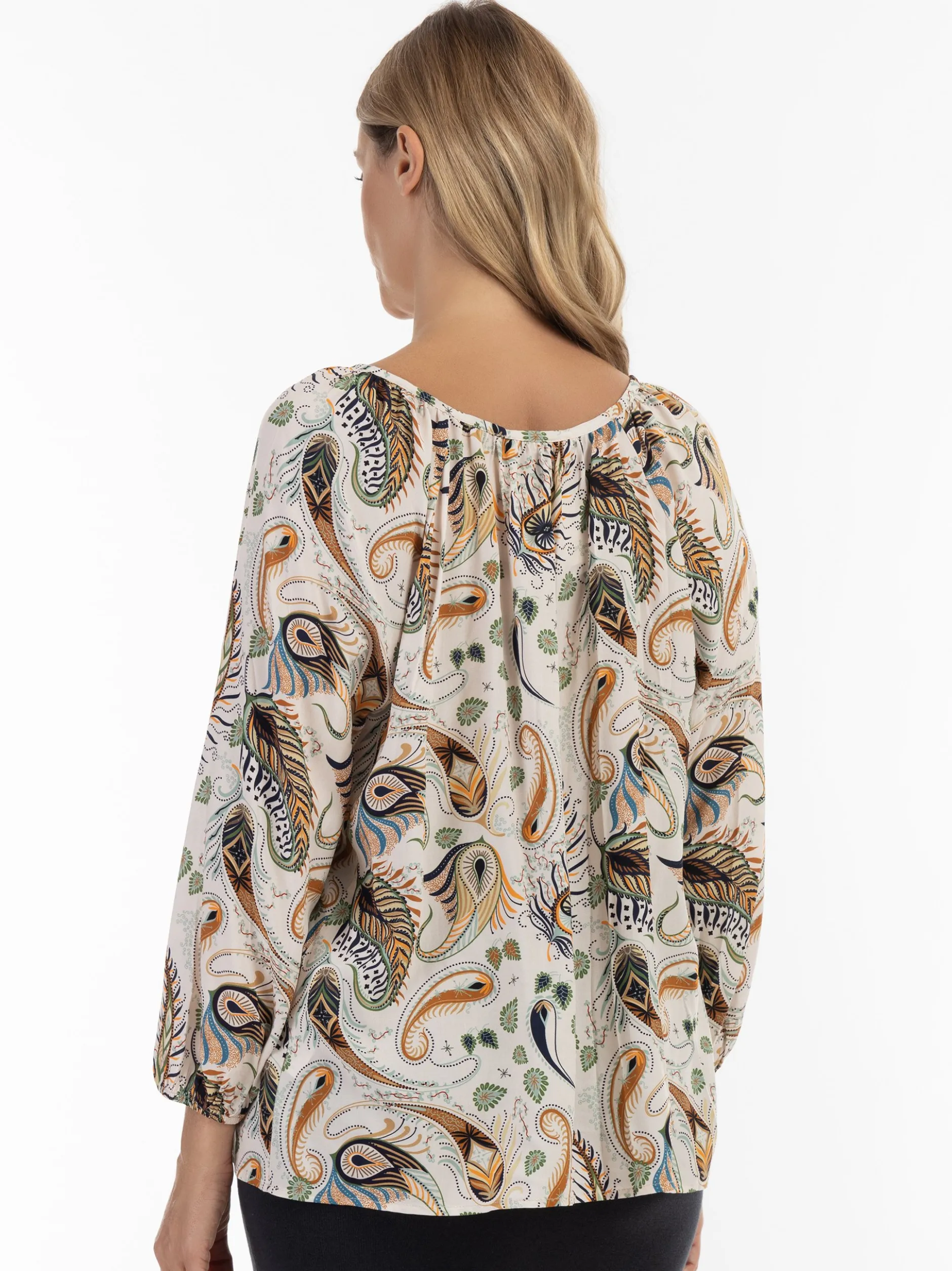 Usha Damen Blusenshirt in beige - Ausschnitt: U-Boot