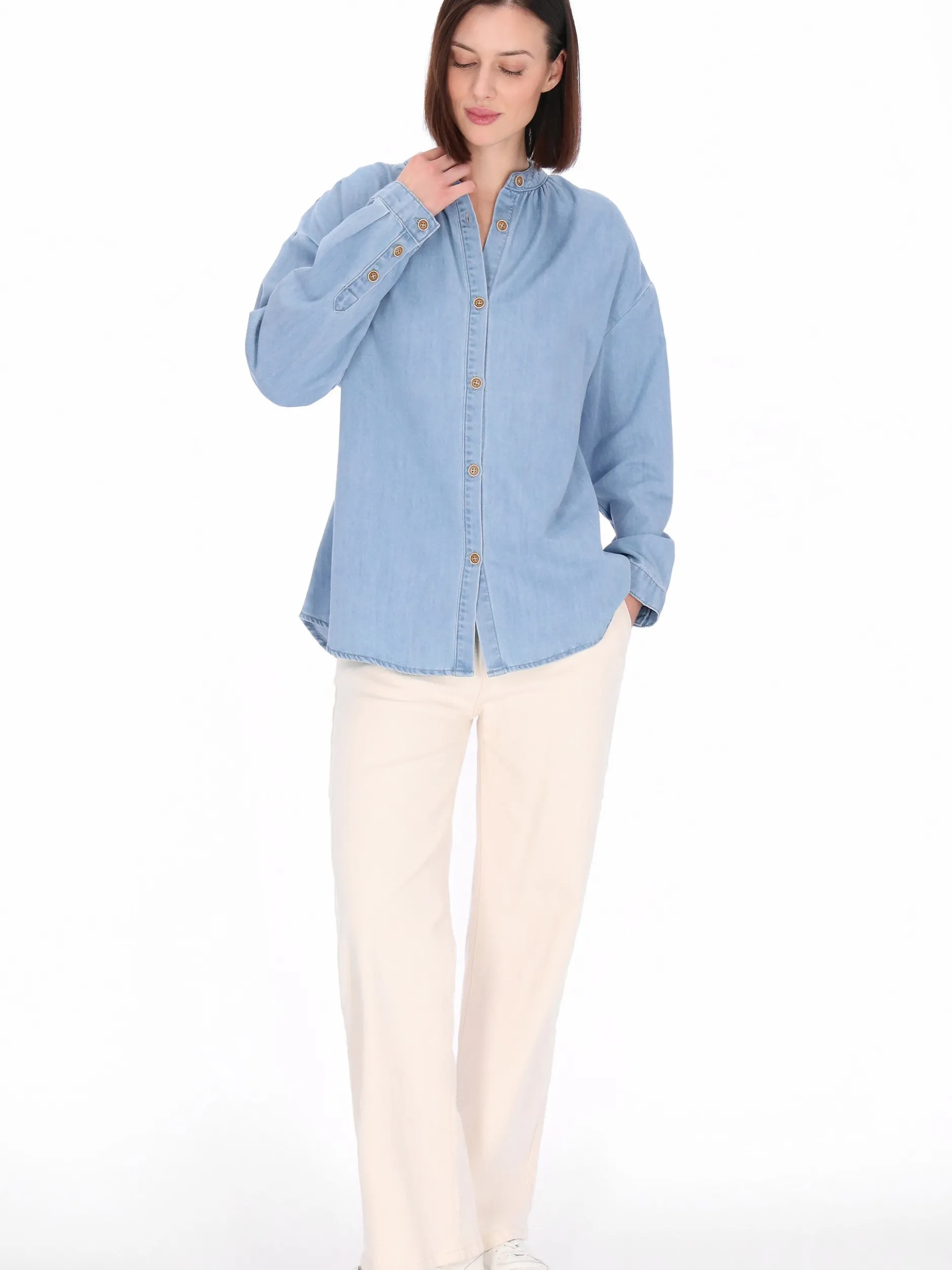 Usha Damen Jeansbluse in blau