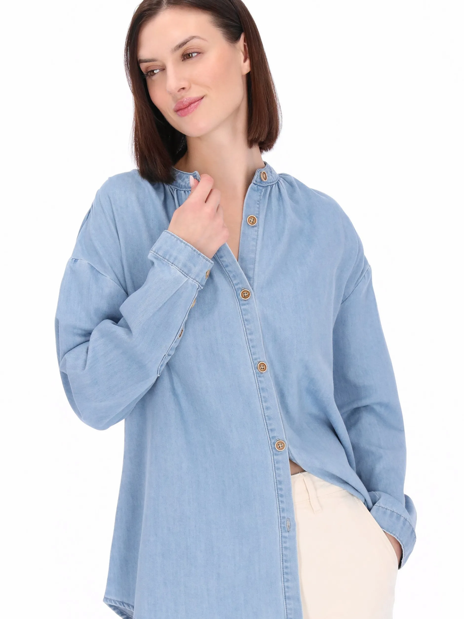 Usha Damen Jeansbluse in blau