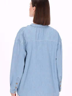 Usha Damen Jeansbluse in blau