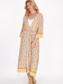 Usha Damen Kimono in gelb - Länge: mittel