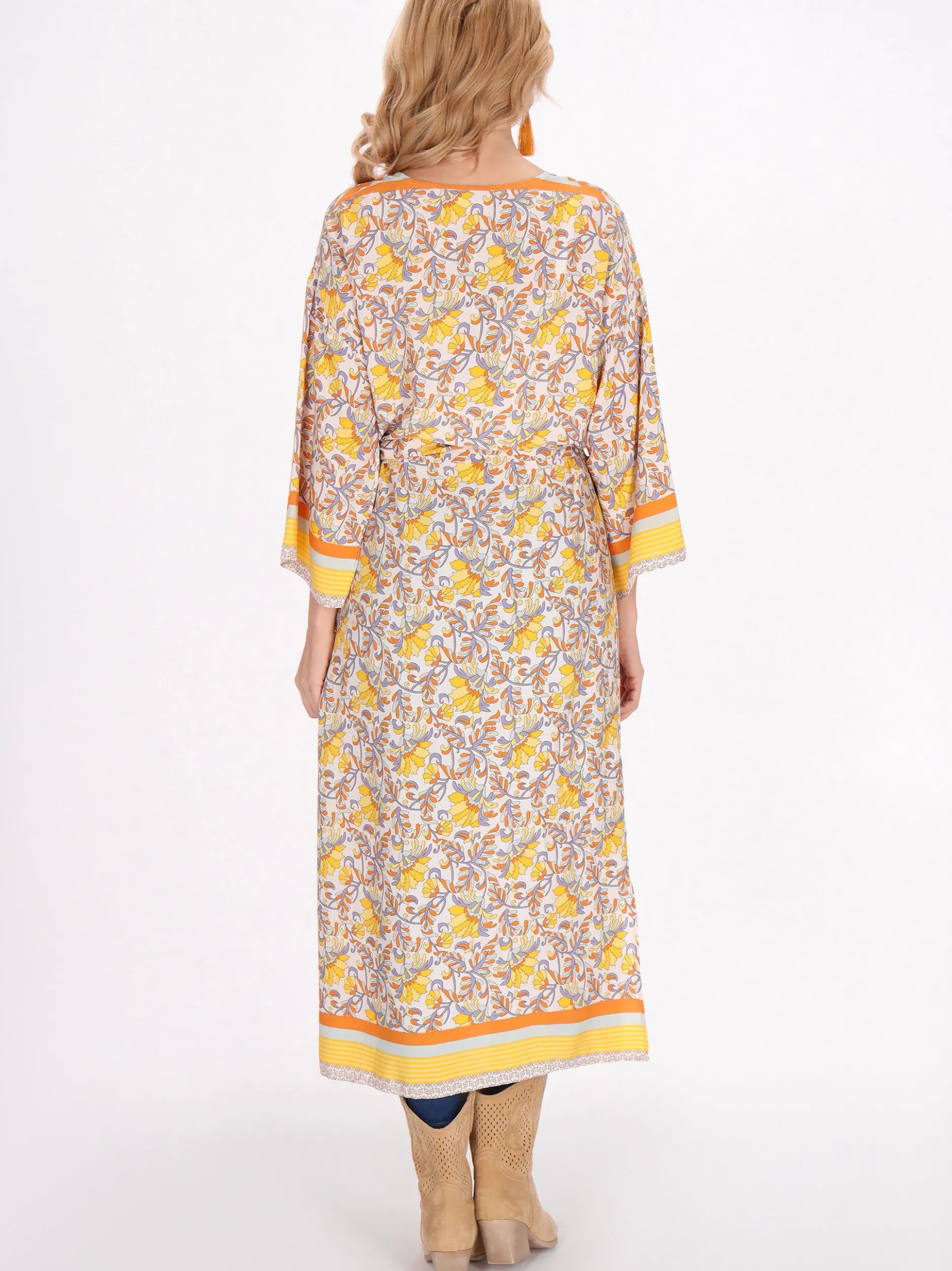 Usha Damen Kimono in gelb - Länge: mittel