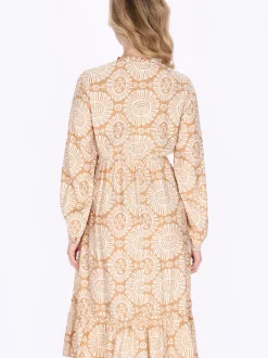 Usha Damen Kleid in beige - Ausschnitt: Rundhals