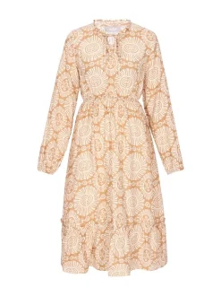 Usha Damen Kleid in beige - Ausschnitt: Rundhals