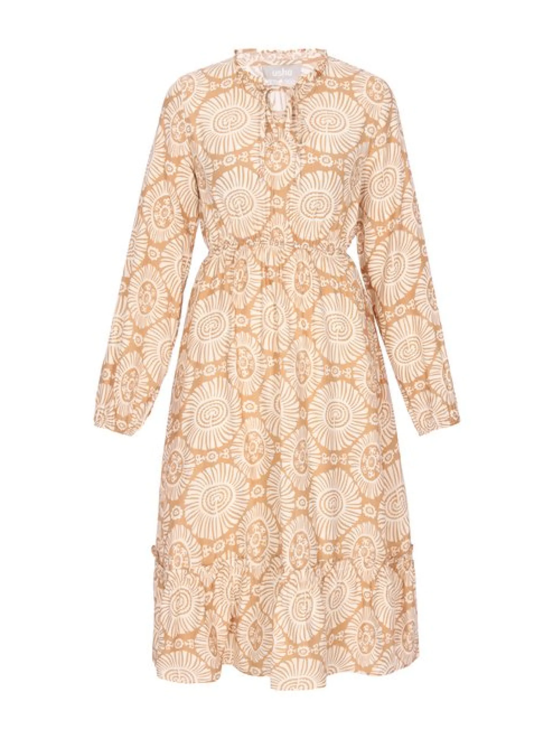 Usha Damen Kleid in beige - Ausschnitt: Rundhals
