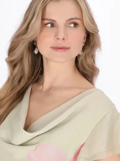 Usha Damen Kleid in beige - Länge: mittel