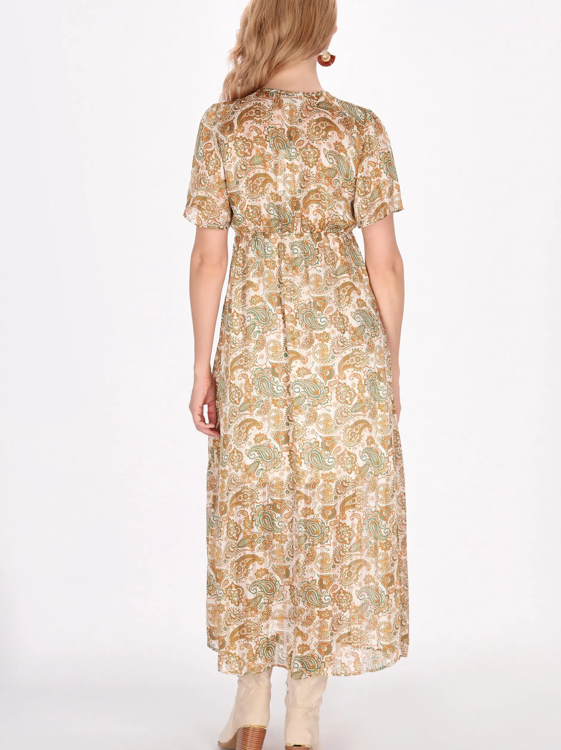 Usha Damen Kleid in beige - Länge: mittel