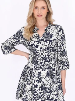Usha Damen Kleid in blau - Länge: mittel
