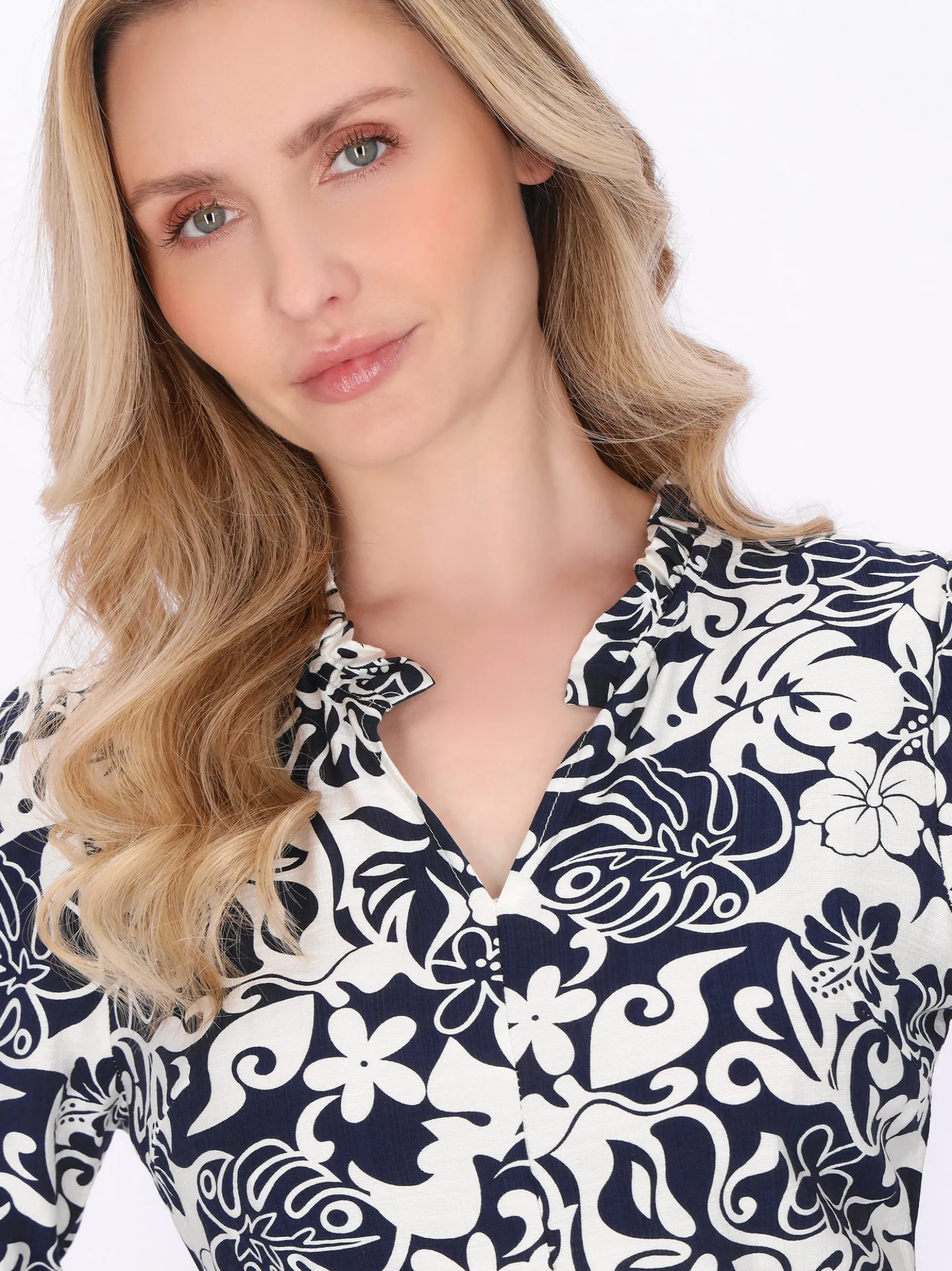 Usha Damen Kleid in blau - Länge: mittel