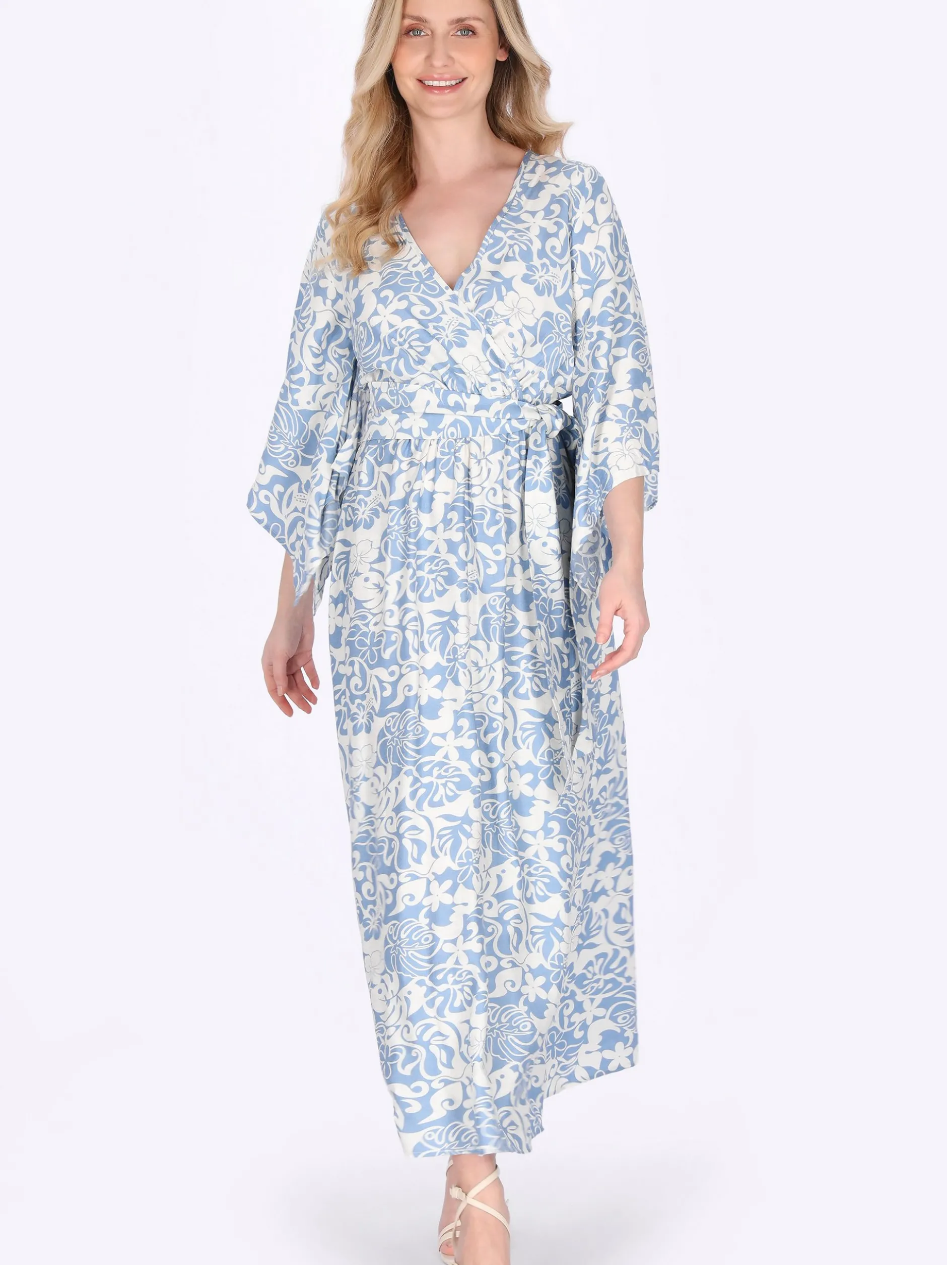 Usha Damen Kleid in blau - Länge: mittel