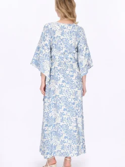 Usha Damen Kleid in blau - Länge: mittel