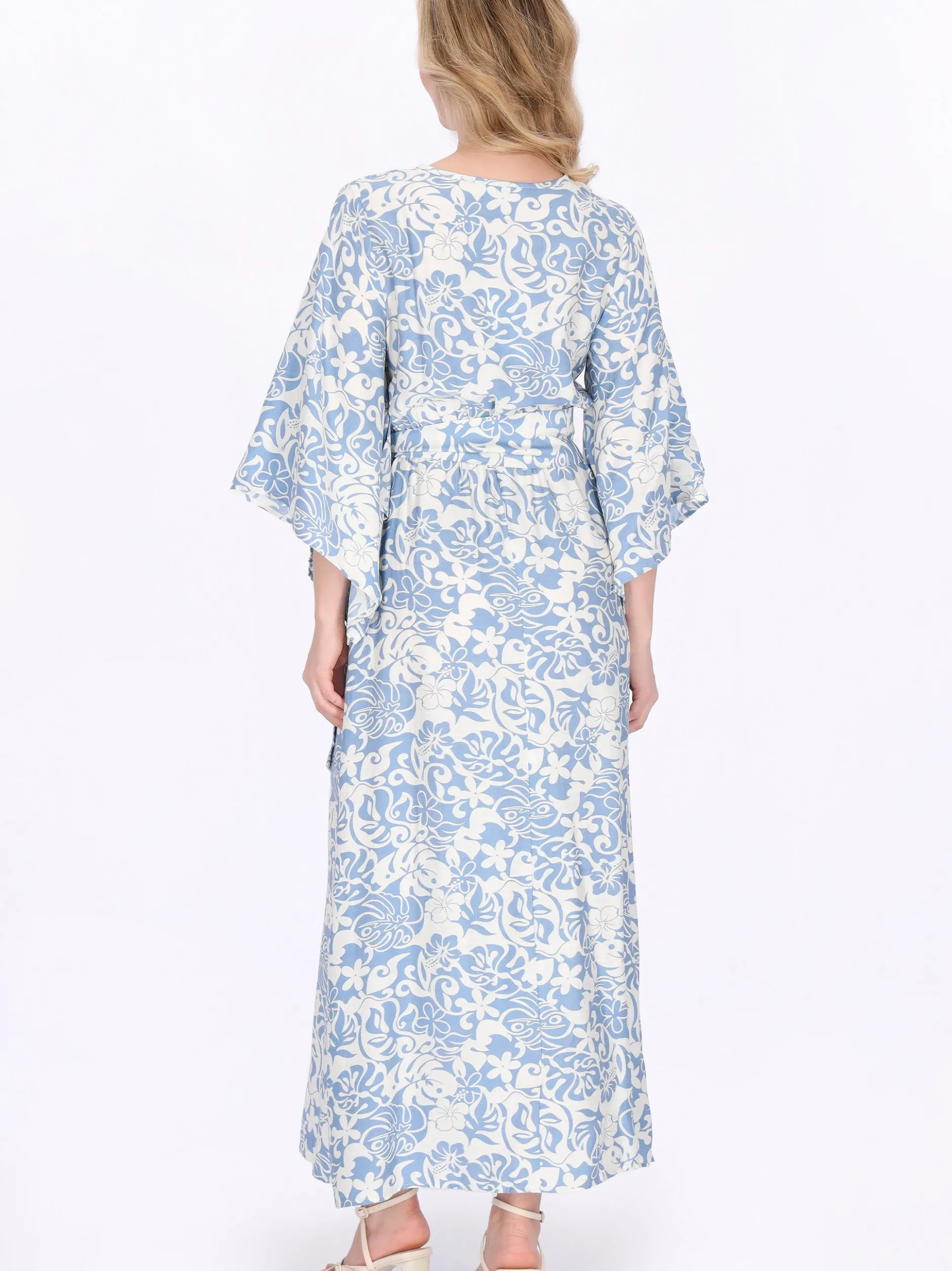 Usha Damen Kleid in blau - Länge: mittel