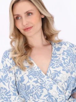 Usha Damen Kleid in blau - Länge: mittel