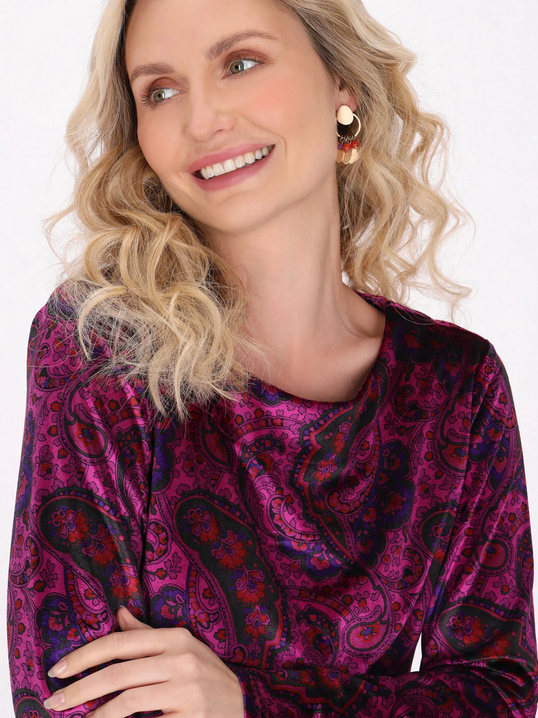 Usha Damen Kleid in mehrfarbig - Ausschnitt: Rundhals