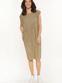 Usha Damen Kleid in oliv - Ausschnitt: Rundhals
