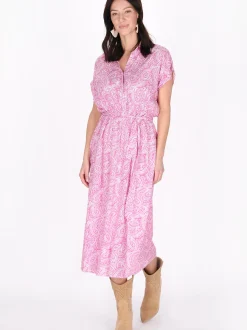 Usha Damen Kleid in pink - Länge: mittel