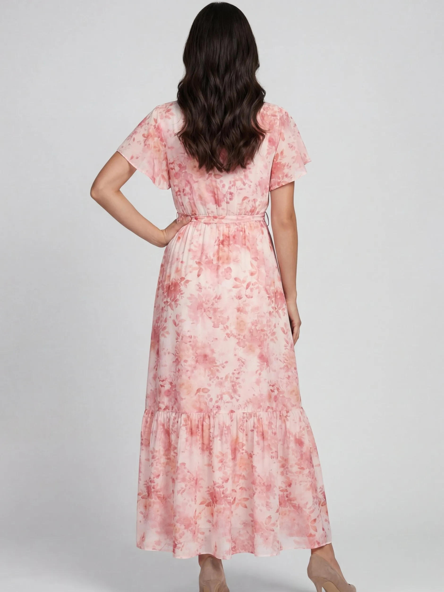 Usha Damen Kleid in rosa - Länge: mittel
