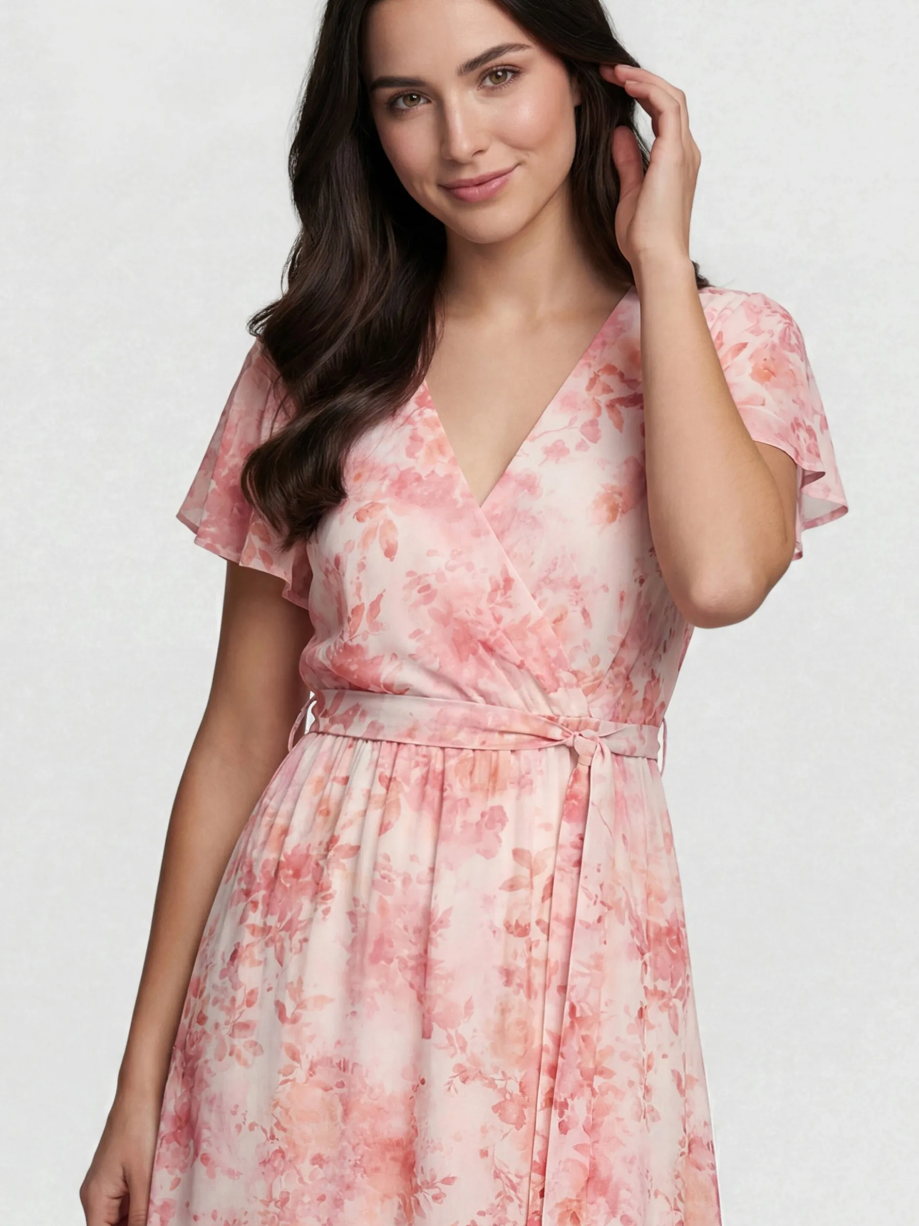 Usha Damen Kleid in rosa - Länge: mittel