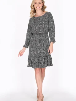 Usha Damen Kleid in schwarz - Ausschnitt: Rundhals