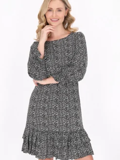 Usha Damen Kleid in schwarz - Ausschnitt: Rundhals
