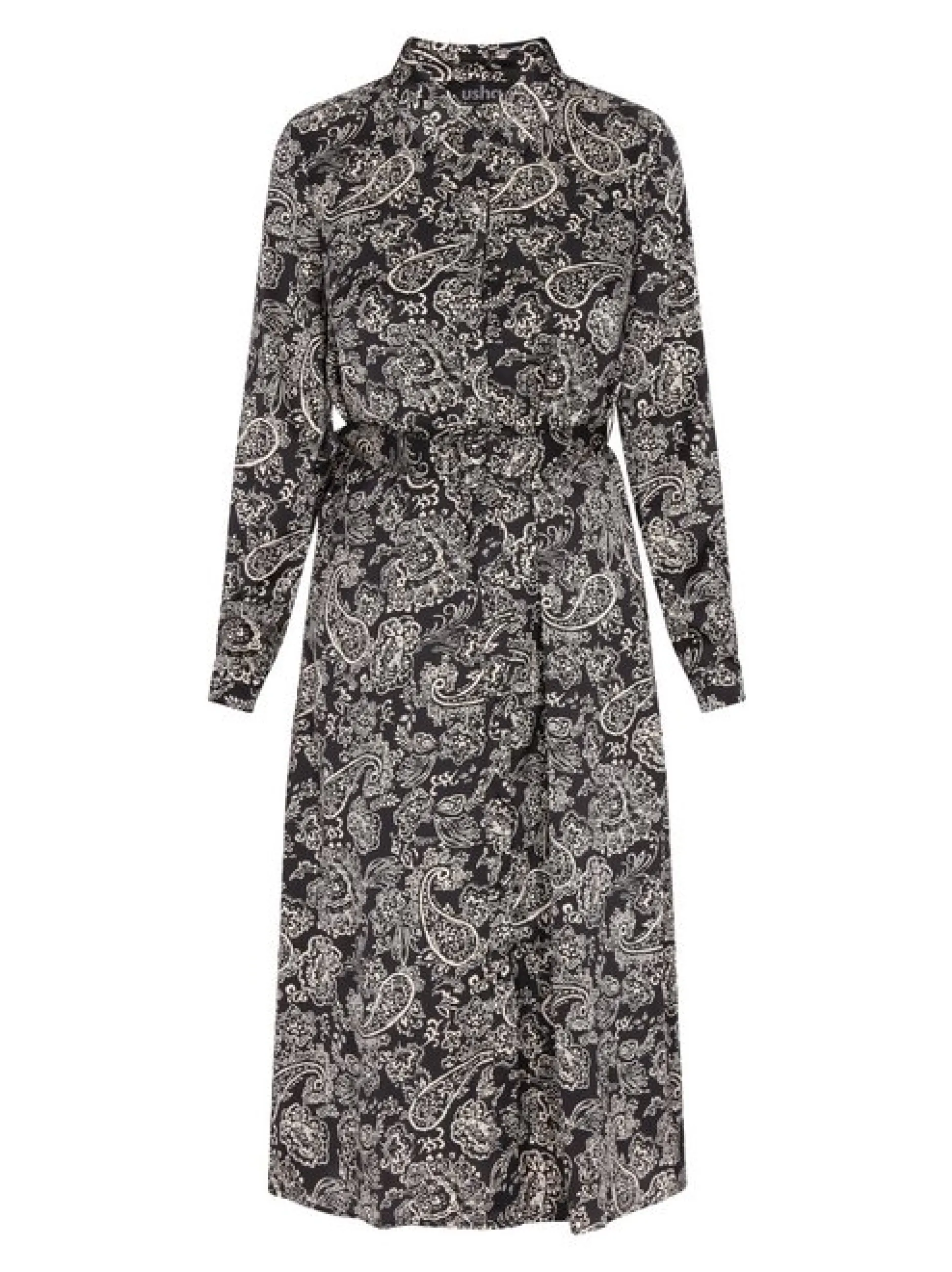 Usha Damen Kleid in schwarz beige - Länge: mittel
