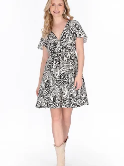 Usha Damen Kleid in schwarz - Länge: mittel