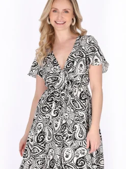 Usha Damen Kleid in schwarz - Länge: mittel
