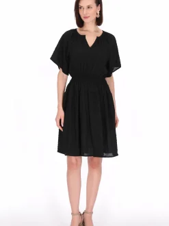 Usha Damen Kleid in schwarz - Länge: mittel