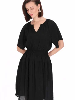 Usha Damen Kleid in schwarz - Länge: mittel
