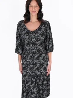 Usha Damen Kleid in schwarz - Länge: mittel