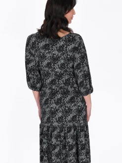 Usha Damen Kleid in schwarz - Länge: mittel