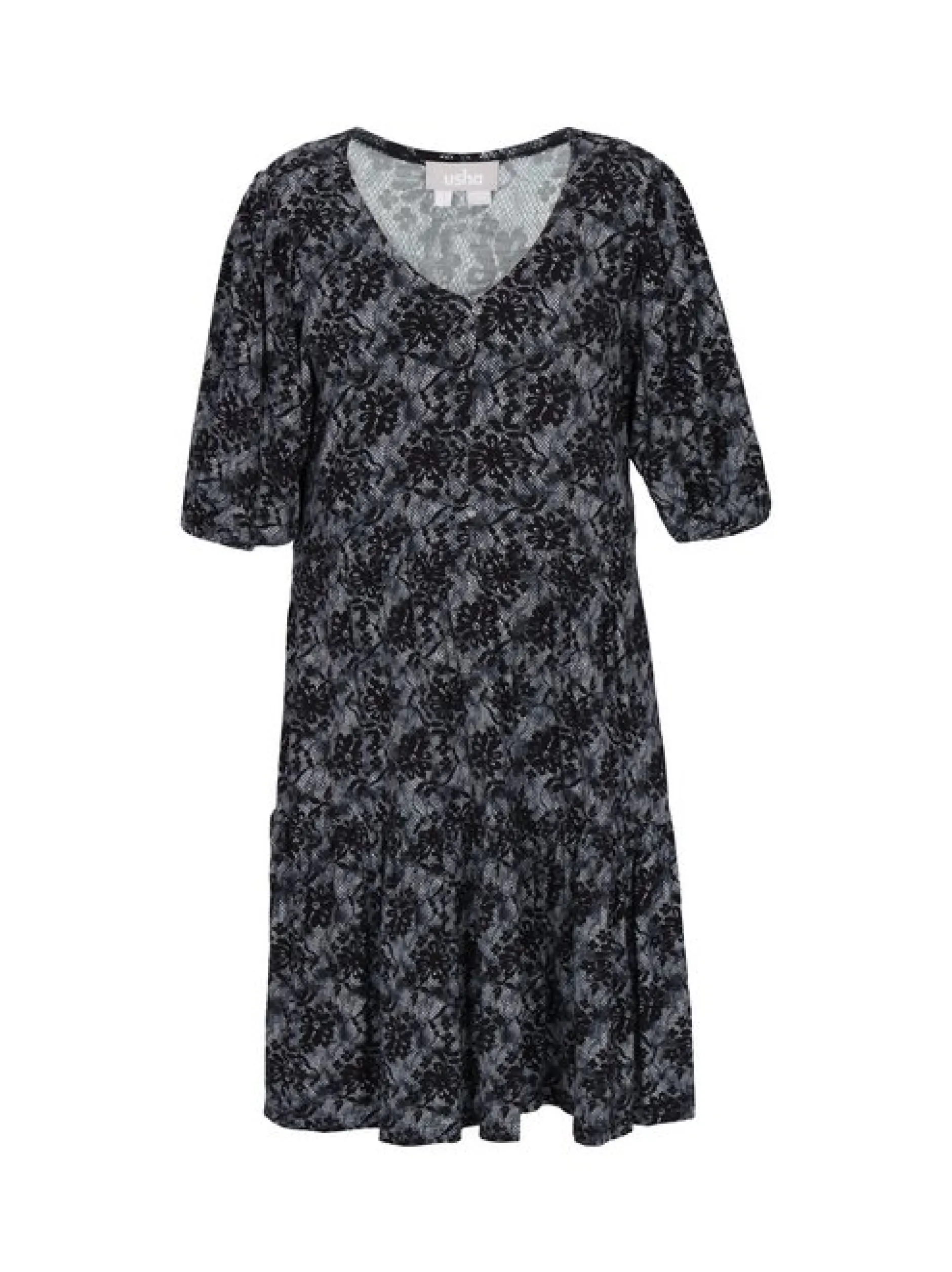 Usha Damen Kleid in schwarz - Länge: mittel