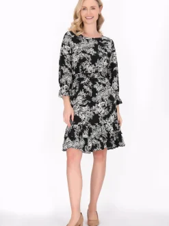 Usha Damen Kleid in schwarz - Länge: mittel