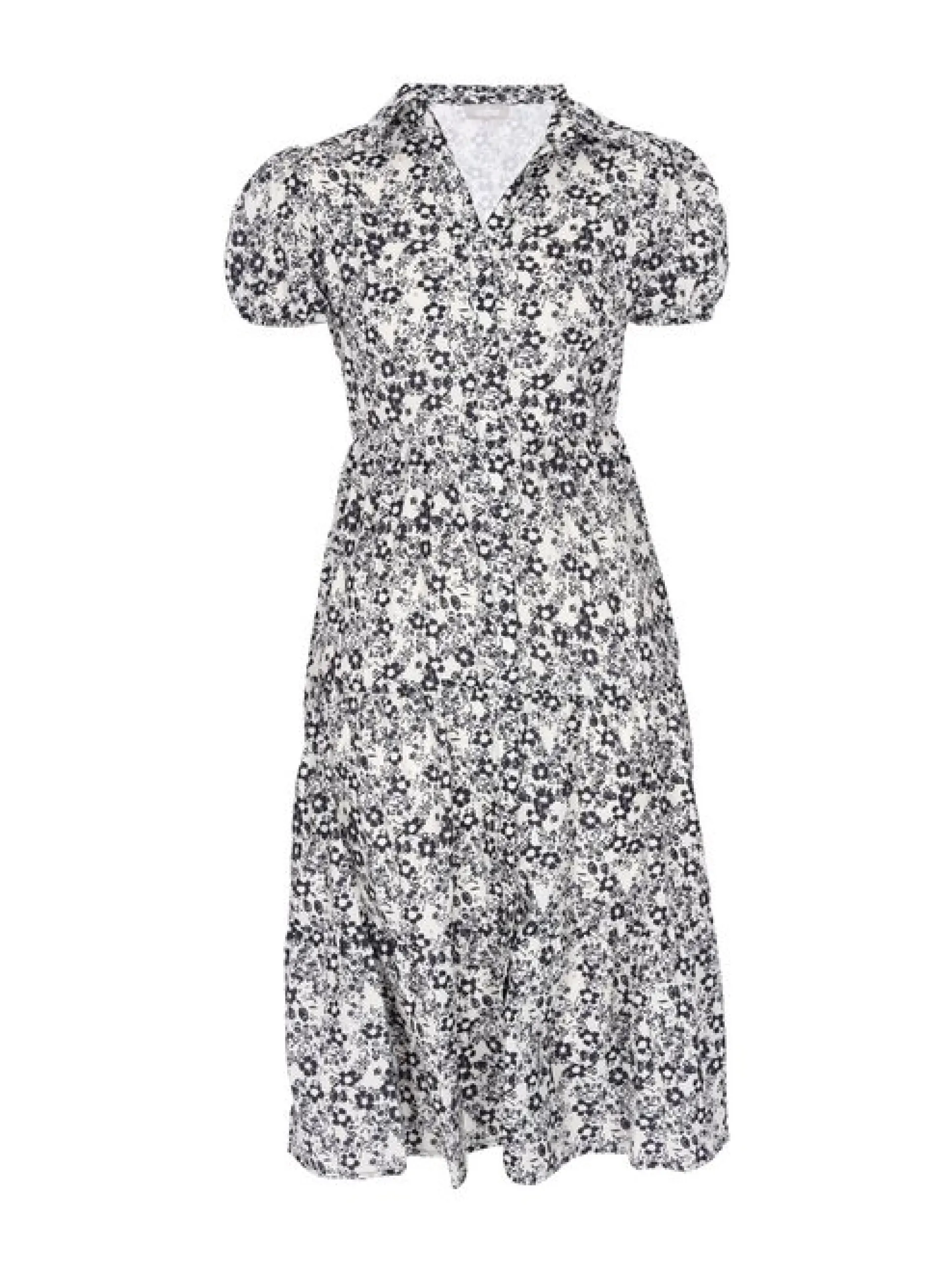 Usha Damen Kleid in schwarz weiß - Länge: mittel