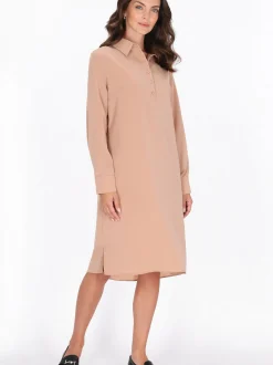 Usha Damen Kleid in taupe - Länge: mittel