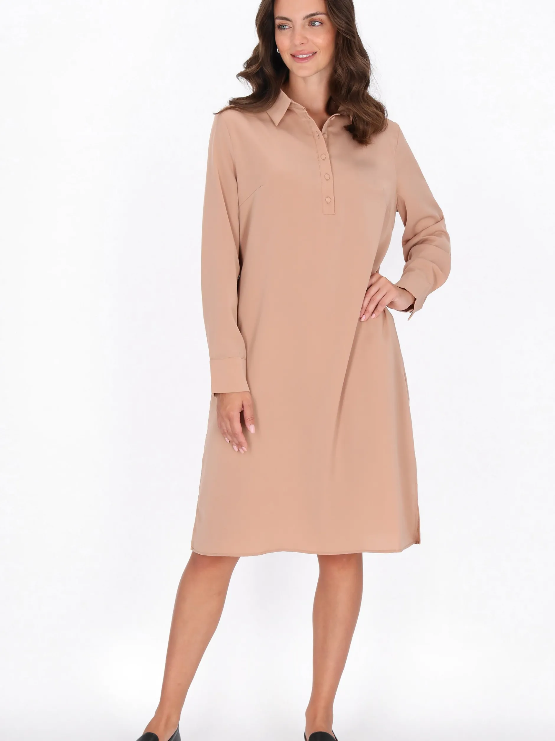 Usha Damen Kleid in taupe - Länge: mittel