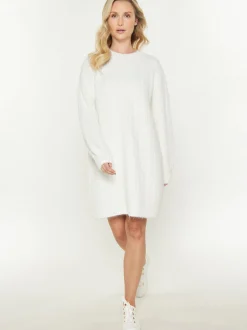 Usha Damen Kleid in weiß - Ausschnitt: Rundhals