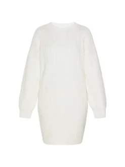 Usha Damen Kleid in weiß - Ausschnitt: Rundhals