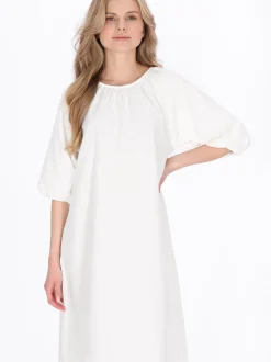 Usha Damen Kleid in weiß - Ausschnitt: Rundhals