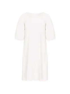 Usha Damen Kleid in weiß - Ausschnitt: Rundhals